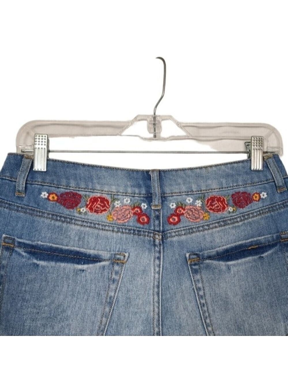 Forever 21 Floral Embroidered Denim Raw Hem Shorts 27 - Picture 5 of 7